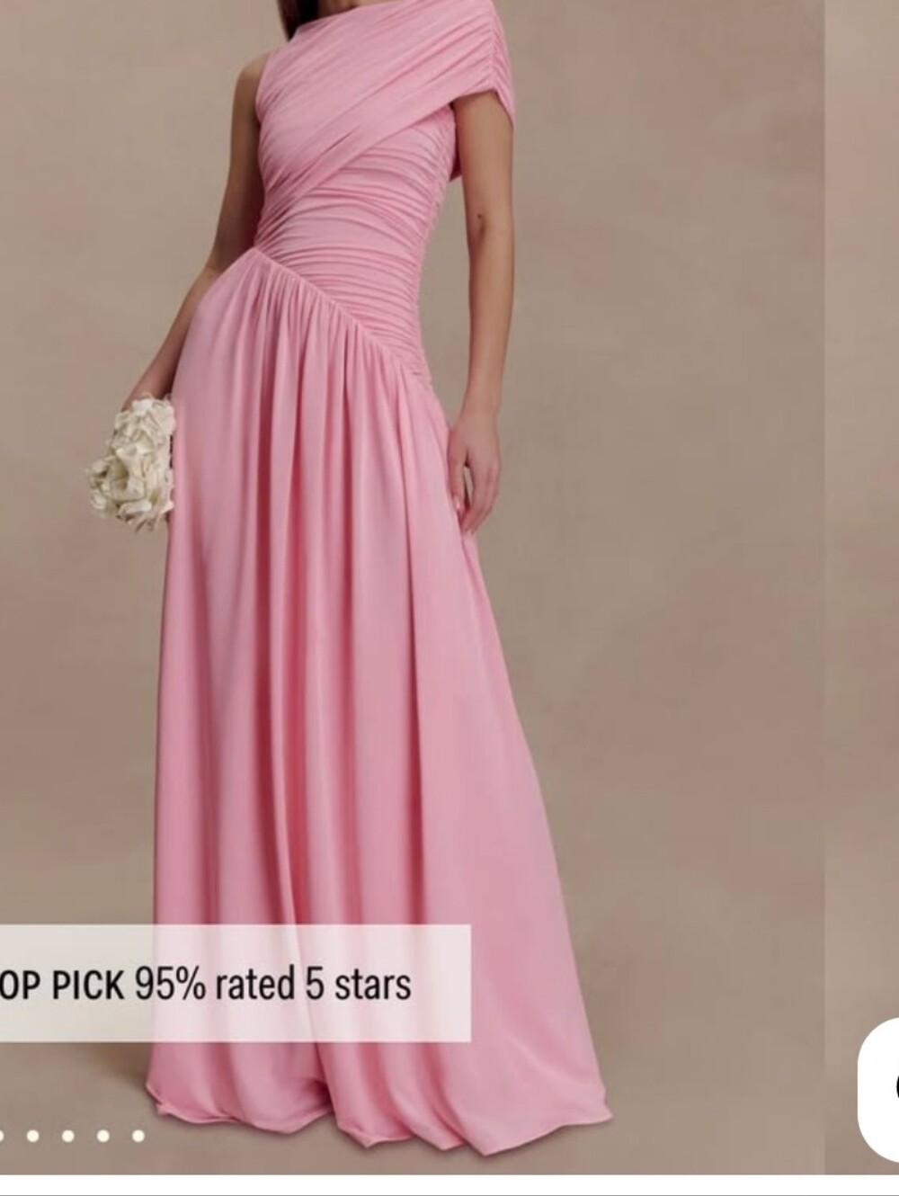 Strapless Ruched Pink Evening Gown